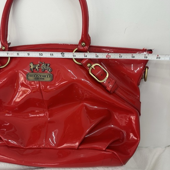 Coach Madison Sophia Bright Red Patent Leather Large Satchel Carriage Handbag - Picture 16 of 16